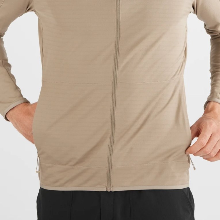 Chaquetas Salomon Essential Lightwarm Full Zip Hombre Beige | MX CPON301